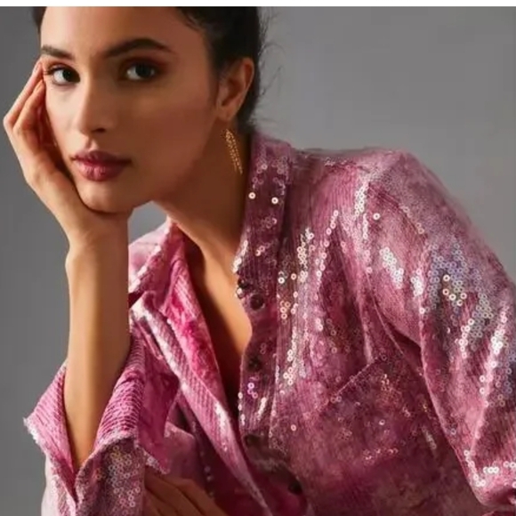 Pilcro Tops - Pilcro Pink Sequin Top